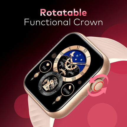 itel ICON-2 Smartwatch with BT Calling, 1.83" HD Display with a 550 nits Peak Brightness, Functional Crown, IP68, 150+ Watch Faces, 24Hr Health Monitor and Voice Assistant (Rose Gold)