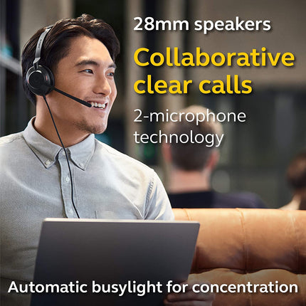 Jabra Evolve2 30 SE Wired Mono Noise-Cancelling Headset - Features 2-Mic Call Technology and USB-C Cable - Works with All Leading Unified Communications Platforms Such as Zoom and Google Meet - Black