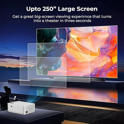 WZATCO Yuva Elite Automatic, Native 1080P Ultra Bright 12600 Lumens Projector for Home, 250” Screen | 5W Speaker | 2 Way Bluetooth | USB Screen Mirroring | White - Unboxify