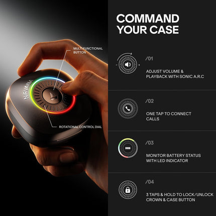 boAt 2026 Launch Nirvana Crown, SONIC ARC, LEDs, Haptic Feedback,50dB Hybrid ANC,Spatial Audio, 6 Mic ENx, App Support, v6.0 Bluetooth Earbuds, TWS Ear Buds Wireless Earphones with mic (Gunmetal Grey)