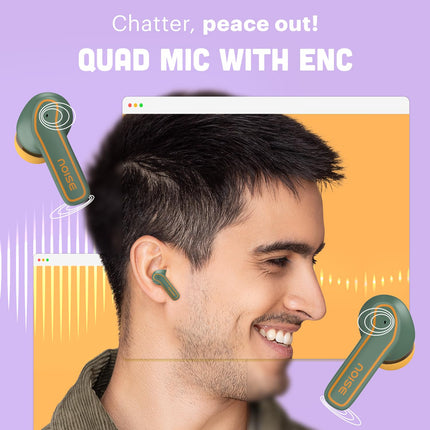 Noise Pop Buds Truly Wireless Earbuds with 50H of Playtime, Quad Mic with ENC, Instacharge(10 Min=150 Min) Bluetooth V5.3(Forest Pop) True Wireless