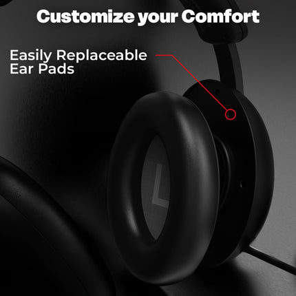 EvoFox Hyperion 7.1 Gaming Headphones with Mic - Black, 50mm Drivers, Software Supported 7.1 Surround Sound, Retractable Mic, Wired (USB A + Type-C), Inline Controls, Over-Ear Swappable Ear Pads