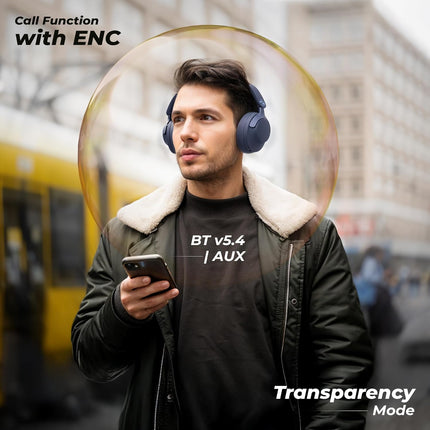 ZEBRONICS Silencio 111,Over Ear Wireless Headphone,Hybrid ANC (50dB),55*Hrs Backup,Transparency Mode,40mm Titanium Drivers,3 EQ Modes,ENC,Gaming Mode,Dual Pairing,Rapid Charge,Bluetooth v5.4 (Blue)