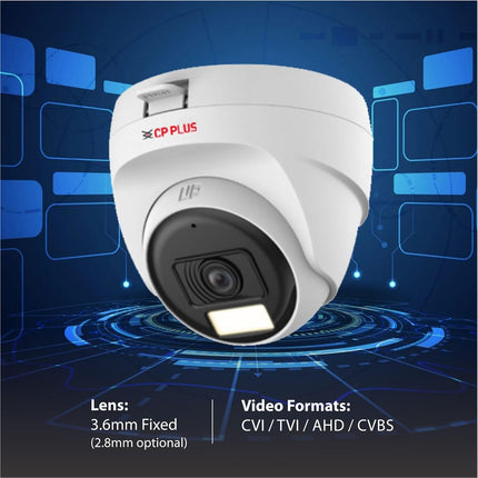 CP PLUS 5MP Dome CCTV Camera | Outdoor Analog Security Camera | Full-Color Night Vision with Smart IR & Warm Light | Built-in Mic | Active Deterrence | 4-in-1 AHD/TVI/CVI/CVBS | CP-URC-DC51PL3C-L-V2