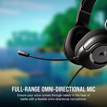 Corsair HS35 v2(Universal 3.5mm connectivity with PC,Xbox,PS, 50mm Audio Drivers,Floating Headband,Omni-Directional mic,On-Ear Volume Controls), Carbon