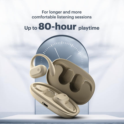 Noise Pure Pods Wireless Open Ear Earbuds with AirWave™ Technology,Up-to 80H Playtime,Quad Mic with ENC,16mm Neodymium Dynamic Driver,Detachable Pure Band,BTv5.3 (Zen Beige)