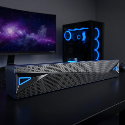 amazon basics X20R 20W Bluetooth Soundbar with 2000mAh Battery | 2X Bass | Up to 9hrs of Playback | Bluetooth 5.3, Aux in, USB, Micro TF Card Connectivity (Blue)