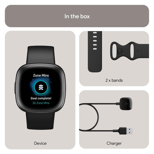 Fitbit Versa 4 Fitness Smartwatch with Daily Readiness, GPS, 24/7 Heart Rate, 40+ Exercise Modes, Sleep Tracking and more, One Size (S & L Bands Included)