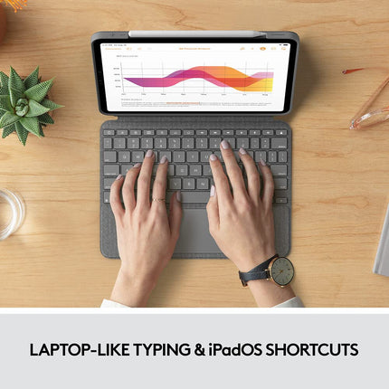 Logitech Combo Touch iPad Pro 12.9-inch (5th, 6th gen - 2021, 2022) Keyboard Case - Detachable Backlit Keyboard with Kickstand, Click-Anywhere Trackpad, Smart Connector-QWERTY UK English Layout - Grey
