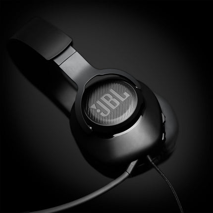 JBL Quantum 100 Wired Over Ear Gaming Headphones with Mic, 40mm Realistic Dynamic Drivers, Detachable Boom Mic, 1kHz Sensitivity, Memory Foam Cushioning, PC/Mobile/PS/Xbox/Nintendo/VR Compatible-Black