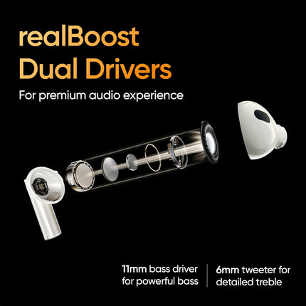 realme Buds Air 5 Pro Truly Wireless in-Ear Earbuds with 50dB ANC, realBoost Dual Coaxial Drivers, 360° Spatial Audio Effect, LDAC HD Audio, Upto 40Hrs Battery with Fast Charging