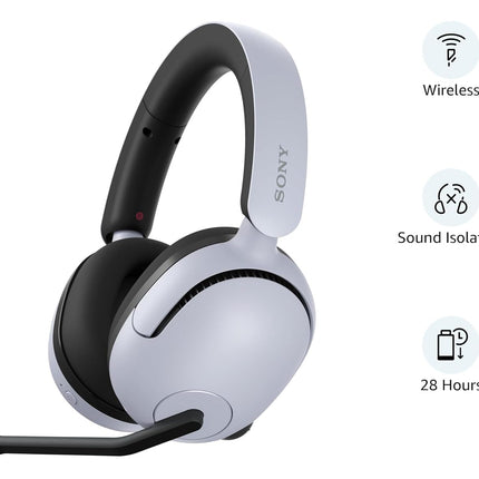 Sony INZONE H5 Wireless Gaming Headset, 360 Spatial Sound, Works with PC, PS5, 28 Hour Battery, 2.4Ghz Wireless and 3.5mm Audio Jack, Bidirectional Boom Microphone, 40mm Drivers