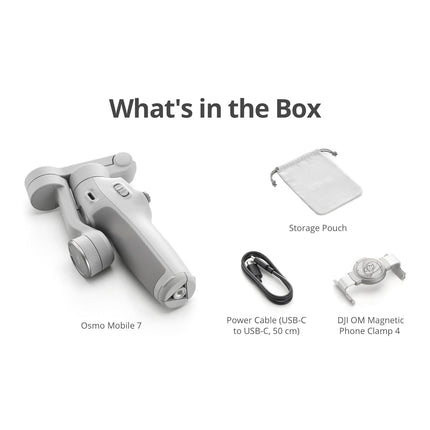 DJI Osmo Mobile 7 Gimbal Stabilizer for iPhone, Android, Built-in Tripod, Ultra-Light, 3-Axis Phone Gimbal,Activetrack 7.0,One-Tap Edit,Phone Charging Vlogging Stabilizer YouTube Video, White