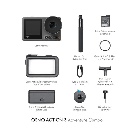 DJI Osmo Action 3 Optical Zoom 4X Adventure Combo, Black
