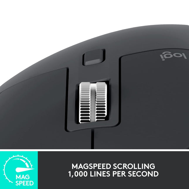 Logitech MX Master 3S with Free Adobe Subscription - Wireless Performance Mouse with Ultra-Fast Scrolling, Ergo, 8K DPI, Track on Glass, Quiet Clicks, USB-C, Bluetooth - Graphite - Unboxify