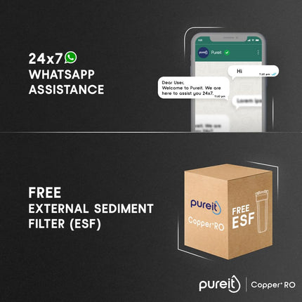 Pureit RO+UV+MF+Copper+Mineral | 7 Stage Purification | 8L Capacity | Suitable for Borewell, Tanker & Municipal Water | Table Top | Wall Mountable | Black & Copper
