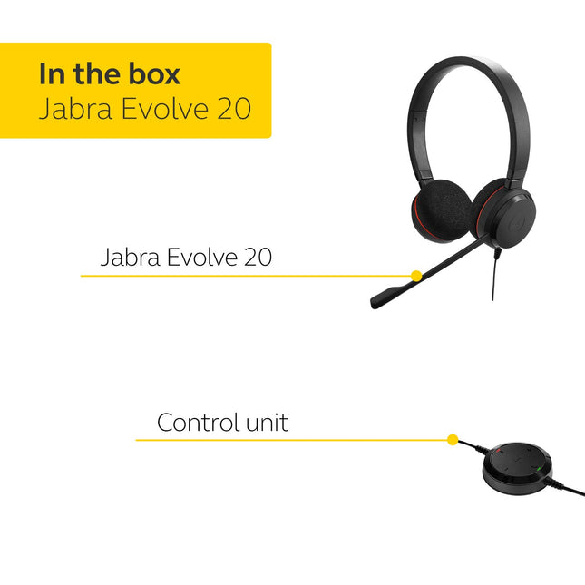 Jabra Evolve 20 Ms Stereo in Ear, Black, Pack of 1