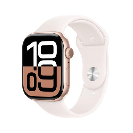 Apple Watch Series 10 [46 mm] Smartwatch with Rose Gold Aluminium Case with Light Blush Sport Band - M/L. Fitness Tracker, ECG App, Always-On Retina Display, Water Resistant