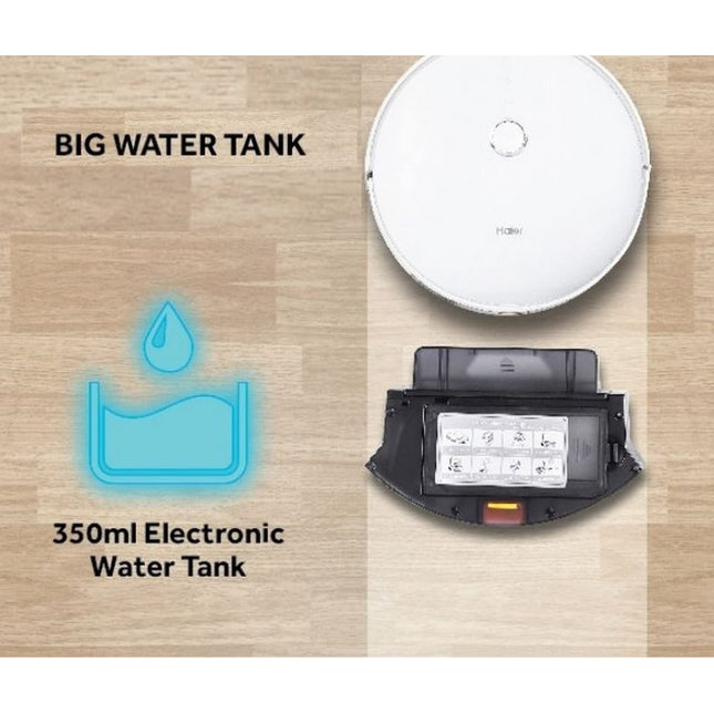 Haier Robot Vacuum Cleaner with Wet Mopping, 2-in-1 with App & Voice Control, Auto Recharge, Strong 2200 PA Suction, and Long Life 2600 Battery, 1.6 Hours, Silver
