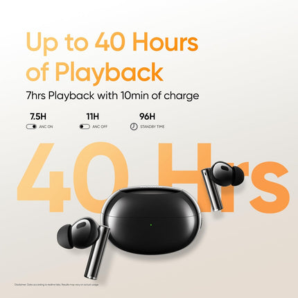 realme Buds Air 5 Pro Truly Wireless in-Ear Earbuds with 50dB ANC, realBoost Dual Coaxial Drivers, 360° Spatial Audio Effect, LDAC HD Audio, Upto 40Hrs Battery with Fast Charging