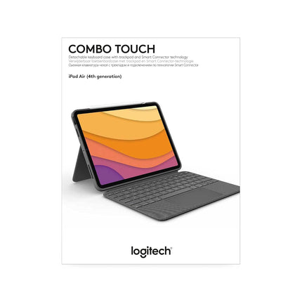 Logitech Combo Touch iPad Air (4th and 5th Gen) Keyboard Case - Detachable Backlit Keyboard with Kickstand, Click-Anywhere Trackpad, Smart Connector - Grey, QWERTY UK Layout, Medium