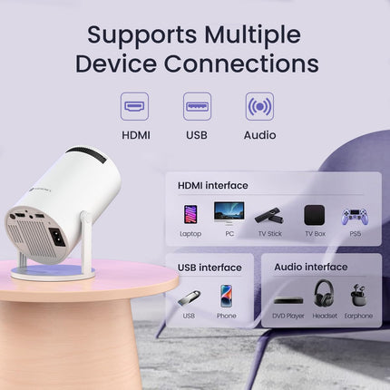 Portronics Beem 440 Smart LED Projector with 720p HD Resolution, Rotatable Design, Built-in Streaming Apps (Netflix, Prime Video, Hotstar), 2000 Lumens, Screen Mirroring, 3 Watts Speaker (White)