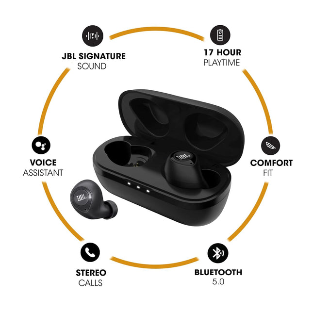 JBL C100TWS by Harman Truly Wireless Bluetooth in Ear Headphone with Mic (Black)