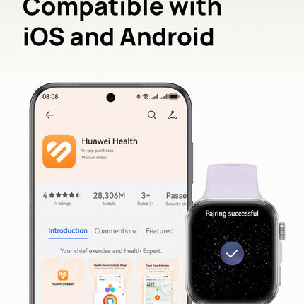 HUAWEI Watch FIT 4 smartwatch, 1.82" Large Display, Up to 10-Day Battery Life, Dual Band GPS, 100+ Sports Modes, Fitness Health Tracker, Emotional Assistant, Compatible with Android iOS, Black