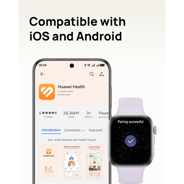 HUAWEI Watch FIT 4 smartwatch, 1.82" Large Display, Up to 10-Day Battery Life, Dual Band GPS, 100+ Sports Modes, Fitness Health Tracker, Emotional Assistant, Compatible with Android iOS, Black