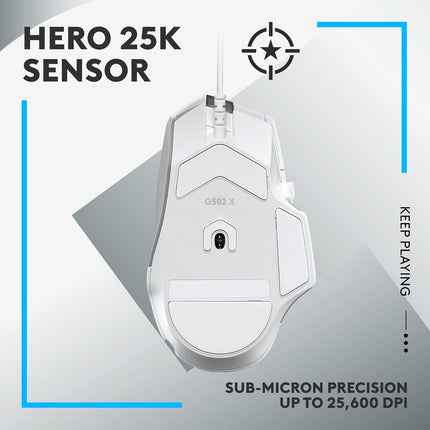 Logitech G502 X Wired Gaming Mouse - LIGHTFORCE Hybrid Optical-Mechanical Primary switches, Hero 25K Gaming Sensor, Compatible with PC/macOS/Windows
