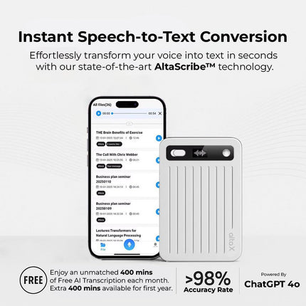 AltaX ThinkNote AI Voice Recorder for Meetings, Calls & Lectures | ChatGPT Powered Instant Transcription, Auto Summary & Mind Maps | 107 Language Support | All-Metal Design w/Case | 64GB (Onyx Steel) (BRAND NEW/SEALED)