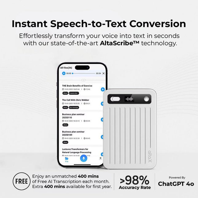 AltaX ThinkNote AI Voice Recorder for Meetings, Calls & Lectures | ChatGPT Powered Instant Transcription, Auto Summary & Mind Maps | 107 Language Support | All-Metal Design w/Case | 64GB (Onyx Steel) (BRAND NEW/SEALED)