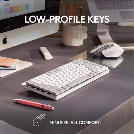 Logitech MX Mechanical Mini for Mac Wireless Illuminated Keyboard with Free Adobe subscription, Low-Profile Performance Switches, Tactile Quiet Keys, Backlit, Bluetooth, USB-C, Apple, iPad - Pale Grey