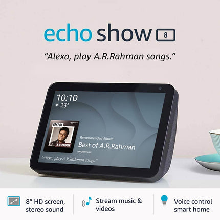 Amazon Echo Show 8 (1st Gen) – Smart display with Alexa - 20.32 cm (8") HD screen with stereo sound – White