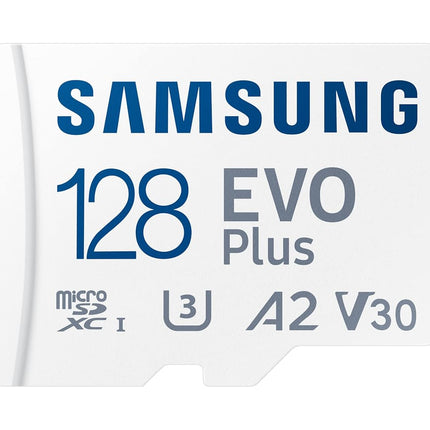 Samsung EVO Plus 128GB Micro SDXC w/SD Adaptor, Up-to 160MB/s, Expanded Storage for Gaming Devices, Android Tablets and Smart Phones, Memory Card, MB-MC128SA/IN
