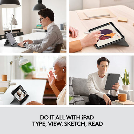 Logitech Combo Touch iPad Pro 12.9-inch (5th, 6th gen - 2021, 2022) Keyboard Case - Detachable Backlit Keyboard with Kickstand, Click-Anywhere Trackpad, Smart Connector-QWERTY UK English Layout - Grey