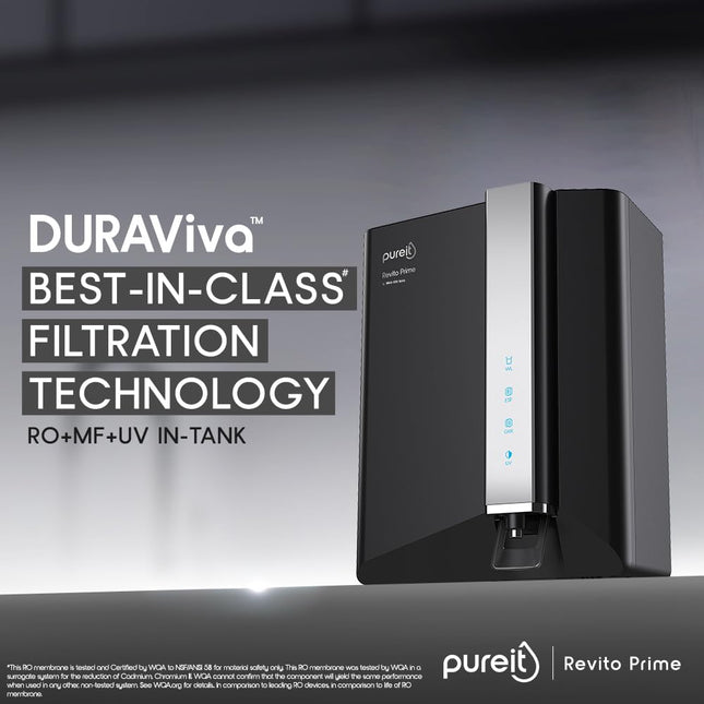 Pureit Revito Prime RO+MF+Mineral+UV in-Tank | 7 stage | 8L Capacity | Upto 70% Water Saving