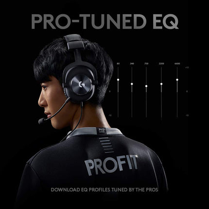 Logitech G Pro X Gaming Wired Over Ear Headphones with Mic Blue Voice DTS Headphone:X 2.0, 50Mm Pro-G Drivers, 2.0 Surround Sound for Esports Gaming, Pc/Ps/Xbox/Vr/Nintendo Switch - (Black)