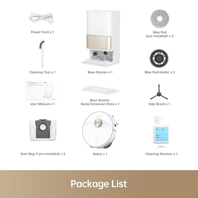 DREAME L10S Pro Ultra Robotic Vacuum Cleaner, Heat Robot with Mop, Mop Extend, 7000Pa Suction, Auto Care and Maintenance, 58 Hot Water Self-Cleaning, Obstacle Avoidance, White, 220 Minutes