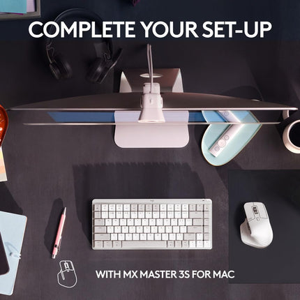 Logitech MX Mechanical Mini for Mac Wireless Illuminated Keyboard with Free Adobe subscription, Low-Profile Performance Switches, Tactile Quiet Keys, Backlit, Bluetooth, USB-C, Apple, iPad - Pale Grey