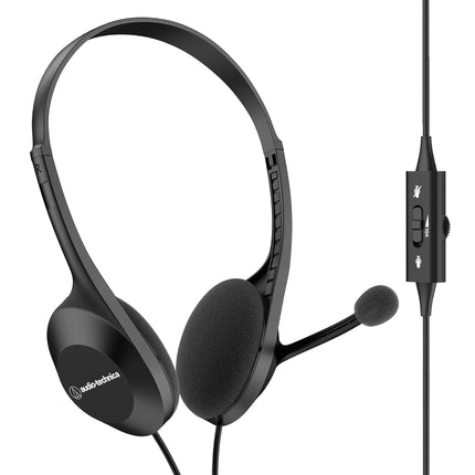Audio-Technica USB Headset with 30mm Drivers, Condenser Mic, USB-A/Type-C Connectivity – 20–20,000 Hz Headphone Response, 16-Bit/48 kHz, Compatible with Windows & macOS