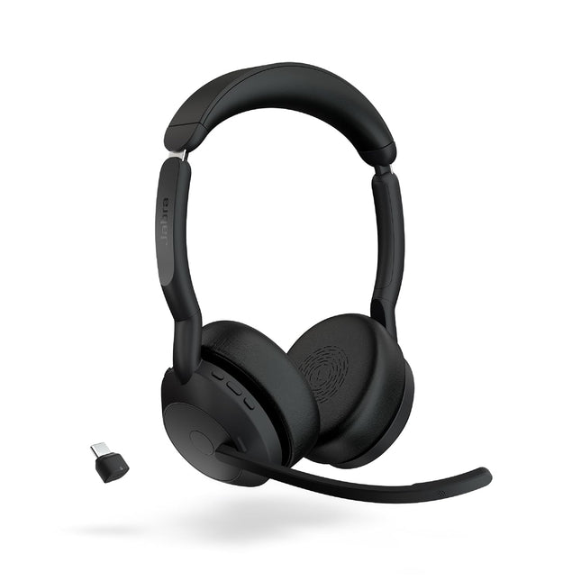 Jabra Evolve2 55 Stereo Wireless Headset - Features AirComfort Technology, Noise-Cancelling Mics & Active Noise Cancellation - Works with UC Platforms such as Zoom & Google Meet - Black (BRAND NEW/SEALED)