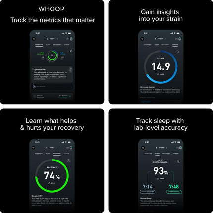 WHOOP 4.0 with 12 Month Subscription- Wearable Health Fitness & Activity Tracker- Continuous Monitoring, Performance Optimization, Heart Rate Tracking, Improve Sleep, Strain, Recovery, Wellness, Black