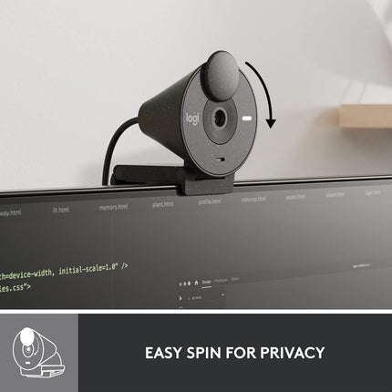 Logitech Brio 300 Full Hd Webcam with Privacy Shutter, Noise Reduction Microphone, USB-C, Certified for Zoom, Microsoft Teams, Google Meet, Auto Light Correction - Graphite - Digital
