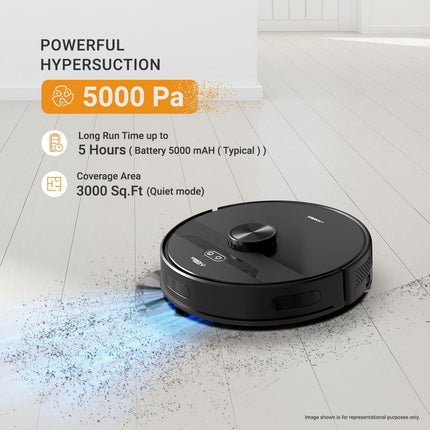 Eureka Forbes SmartClean, 5000Pa HyperSuction Robotic Vacuum Cleaner with Auto Bin (65 Days Hands-Free Cleaning) | LiDAR 3.0 & Home Mapping | Wet Mopping | 5-Hour Run Time | Smart App Control