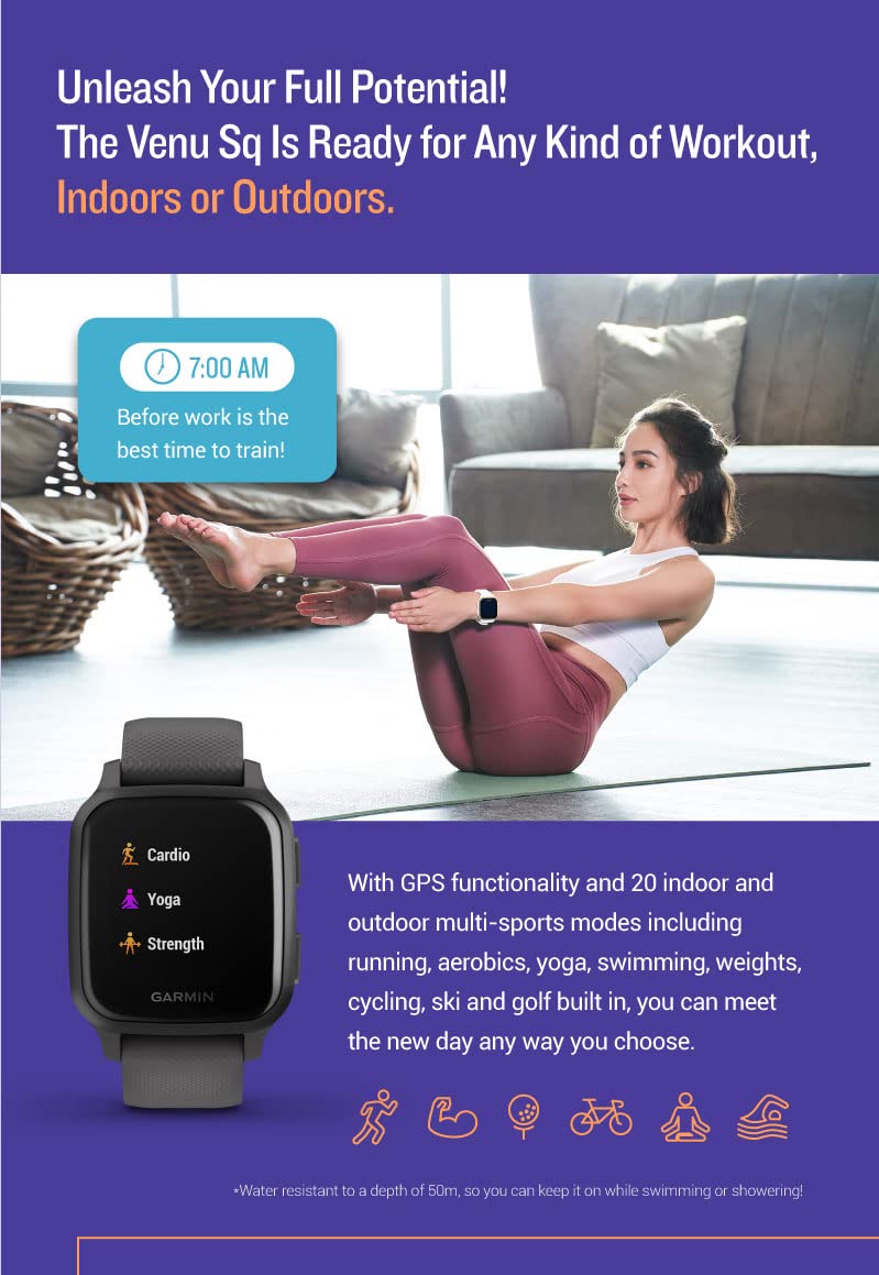 Garmin Venu SQ, GPS smartwatch with Bright Touchscreen Display