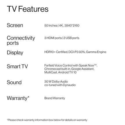 OnePlus U1S 50 inch Ultra HD 4K LED Smart Android TV (BRAND NEW/SEALED)