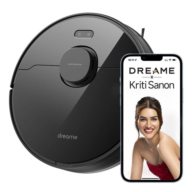 DREAME D9 Max Gen2 Robot Vacuum Cleaner, 6000Pa Vacuum Robot with Mop Function, Movable Brush, Multi-Floor Maps, Ideal for Carpets, Hard Floors and Pet Hair, Black, 285 Minutes