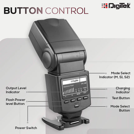 DIGITEK® (DFL-088) Universal Electronic Flash Speedlite for DSLR Cameras Canon Nikon Pentax Olympus with Standard Hot Shoe Mount (Without Trigger)