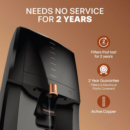 Aquaguard Enrich Aura 2X Aquasaver RO+UV+Copper | Needs No Service for 2 Years | 60% Water Saving | Includes Mega Sediment filter | 7-Stage Purification | 7L storage
